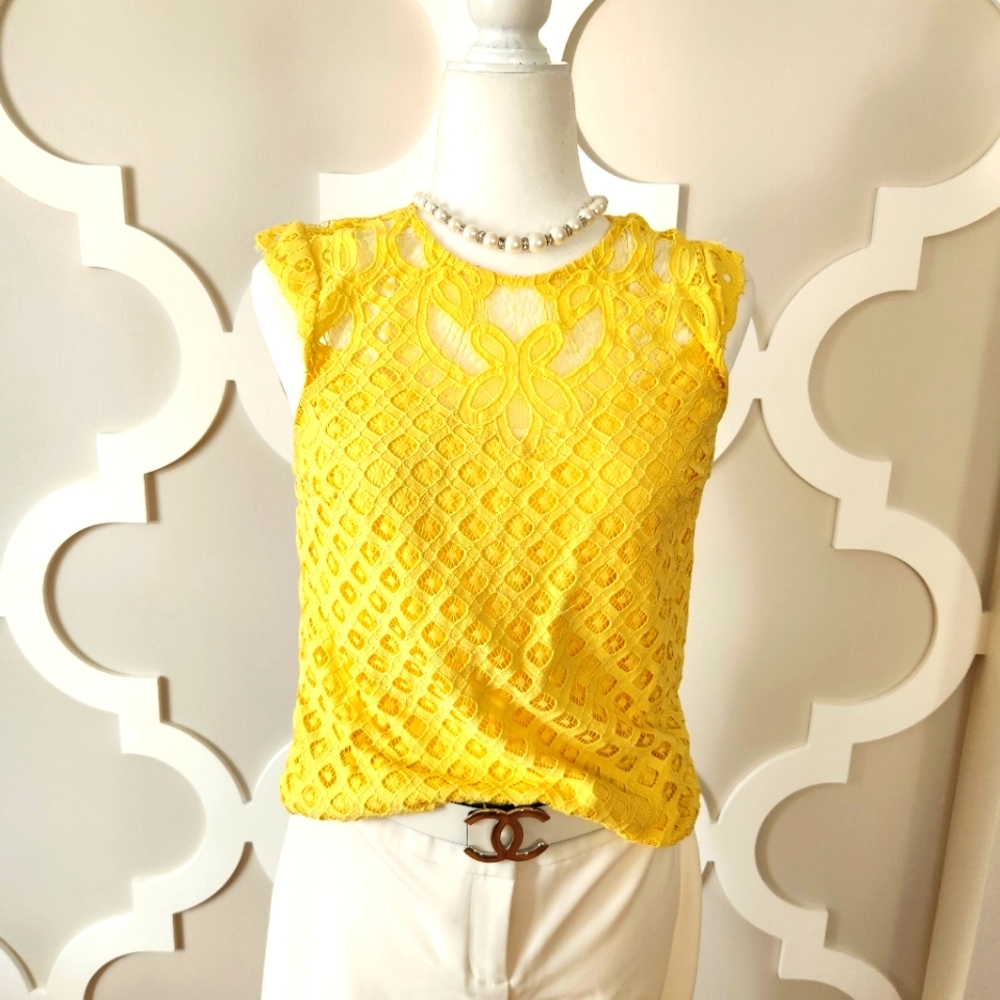 Yellow eyelet top